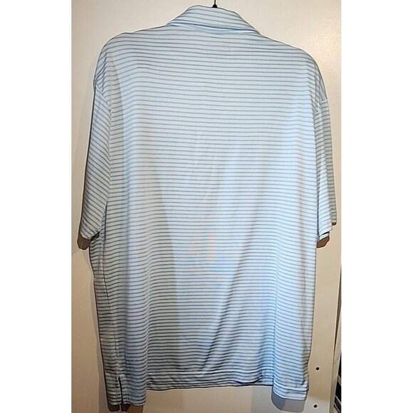 PGA Tour Polo Shirt Mens Large Blue White Striped Golf Performance Short Sleeve - Picture 9 of 9